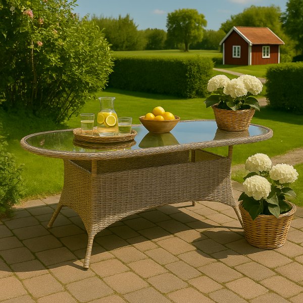 Tr�dg�rdsbord - Menton | 180x100 cm | Natur | Ovalt