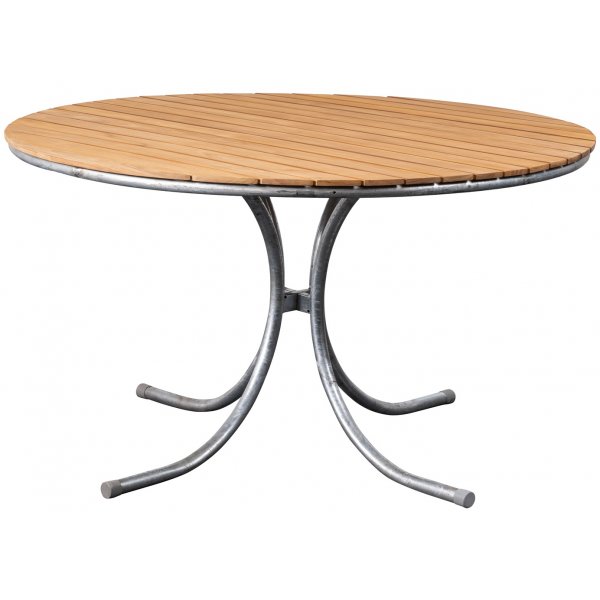 M�llan bord runt �110 cm - Teak / Galvaniserat st�l