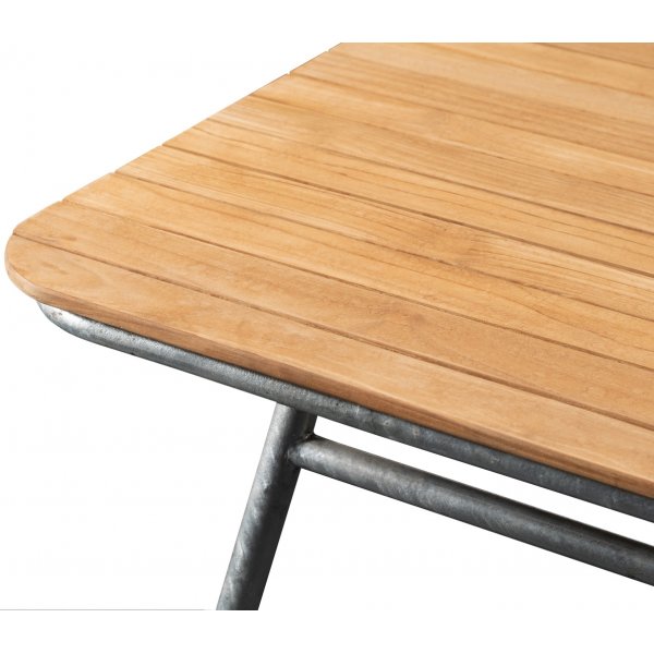 M�llan bord 176x90 cm - Teak / Galvaniserat st�l