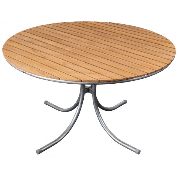M�llan bord runt �110 cm - Teak / Galvaniserat st�l