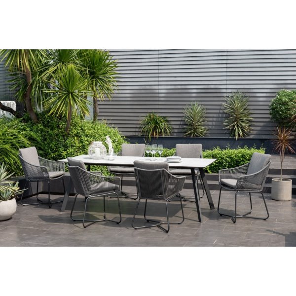 Lifestyle Garden Opal utegrupp med 220 cm l�ngt matbord och 6 st matstolar - Gr� / Rep
