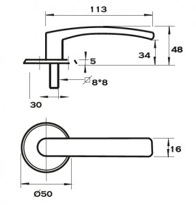 D�rrhandtag - Satin krom