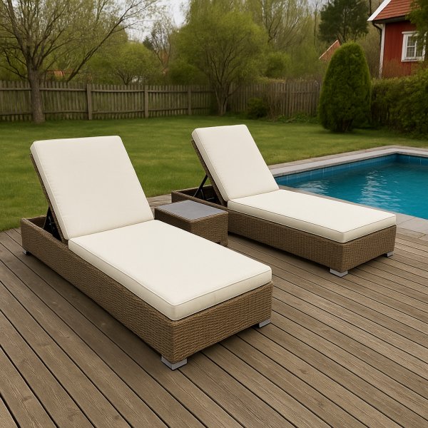 Astrid 2 st Sols�ngar med bord - Natur konstrotting