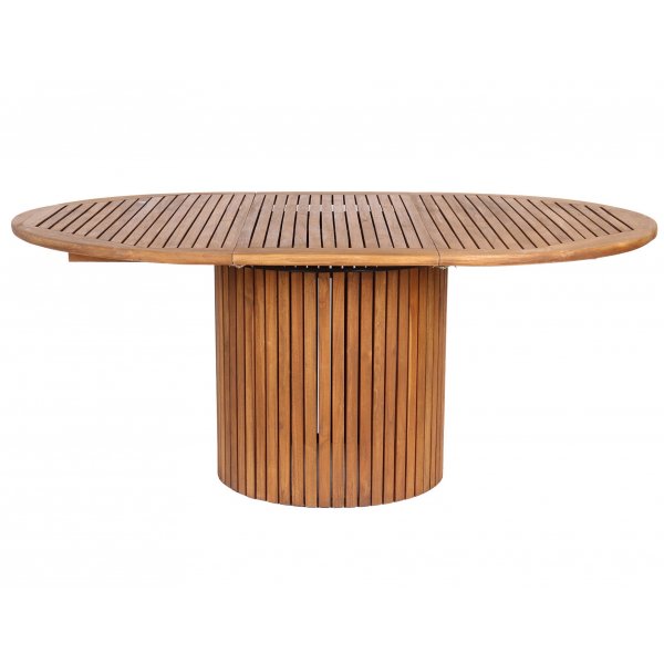 Salt� runt f�rl�ngningsbart matbord i teak �115 + 40 cm