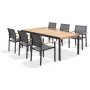 Lifestyle Garden utegrupp Amber med bord 220 cm och 6 st stolar stapelbara - Teak / Aluminium