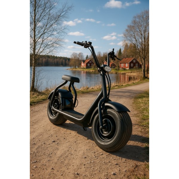 Elscooter Fatbike - Svart 1000W + Reflexsele