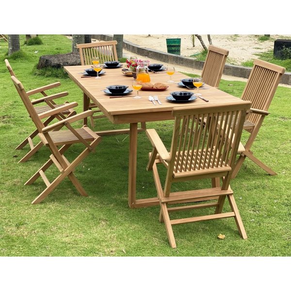 Salt� matbord i teak - 180x100 cm