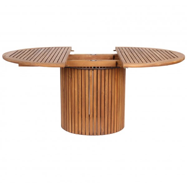 Salt� runt f�rl�ngningsbart matbord i teak �115 + 40 cm