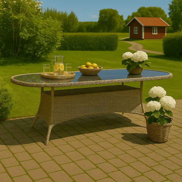 Tr�dg�rdsbord - Menton | 230x100 cm | Natur | Ovalt