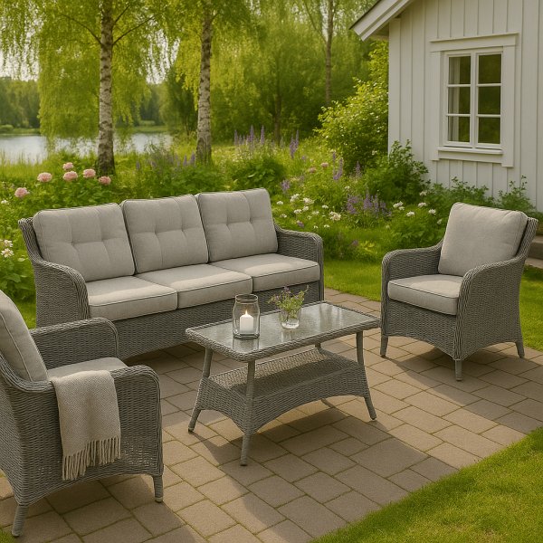 Svan� - Loungegrupp i 4 delar | Naturf�rgad konstrotting
