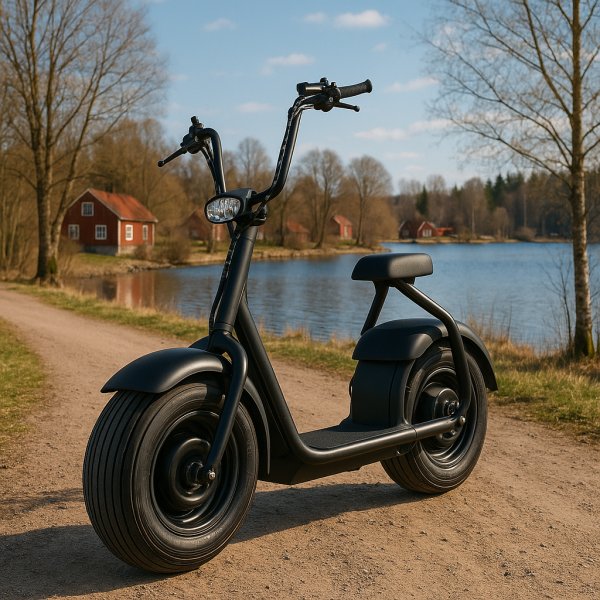 Elscooter Fatbike - Svart 1000W + Reflexsele