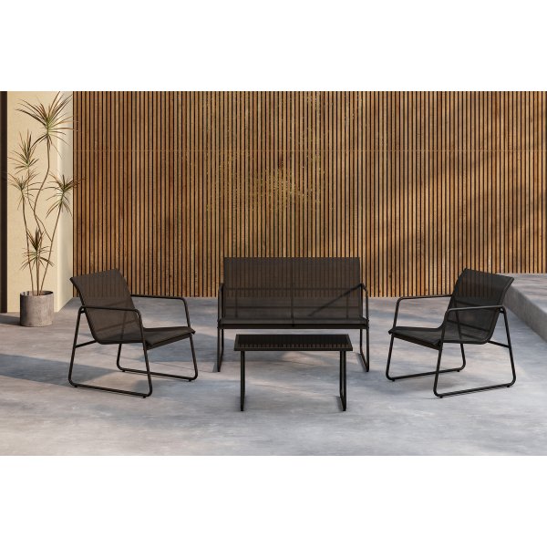 Zansibar loungegrupp soffa f�t�ljer och soffbord - Svart utegrupp